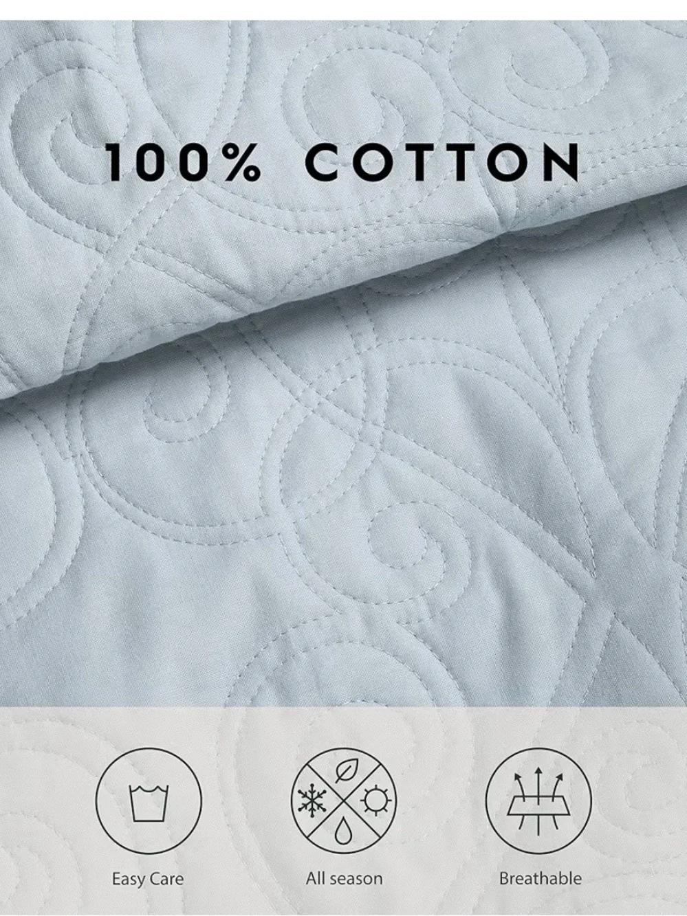 Light Blue Quilted Bedspread Set - Classic Home Bedding Laura Ashley